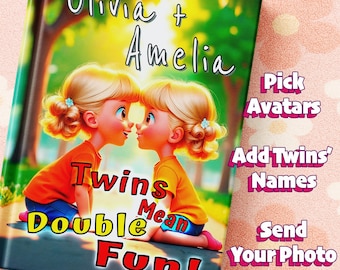 Personalized Twin Sisters Story Book • Custom Avatars & Photo Page