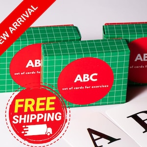 2 BOXEN + kostenloser Versand (!) ABC Übungskarten - Alphabet Bewegung Lernkarten (2 Komplette Sets, A - Z) | Klassisches Design, Physisches Kartenspiel