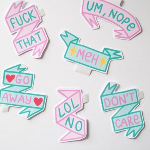 Ondes négatives 6 Pack Sticker vert rose