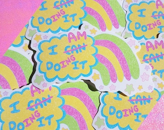 i am doing it rainbow positive sticker