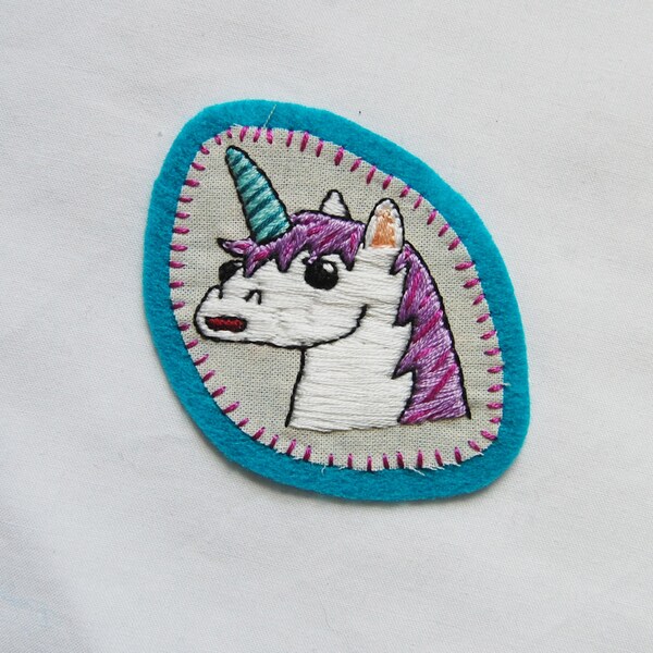 Hand Embroidered Patch Unicorn