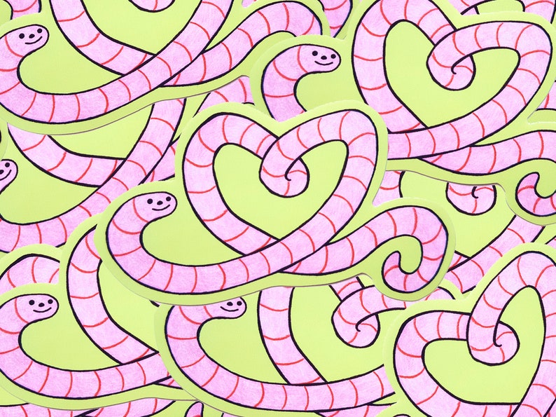 worm heart valentine sticker image 1