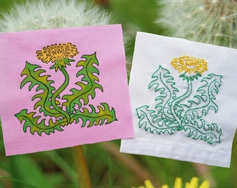 dandelion painted or embroidered scrap patch