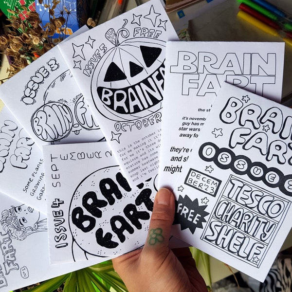 Brain Fart 2023 mini zines with poster (leftovers, second chance to get all issues)
