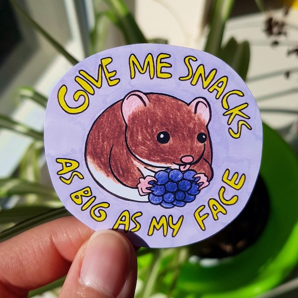 give me snacks as big as my face mouse blackberry sticker
