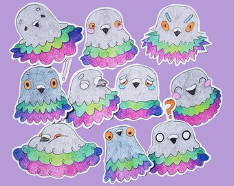 pigeon feelings sticker set