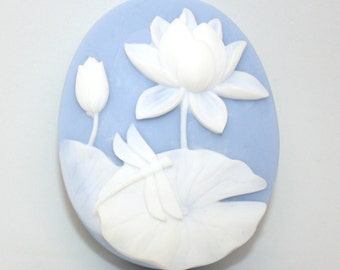 Dragonfly and Water Lily Soap - silhouette, flower, insect, portrait soap, pond, serene, designer soap, lotus, mothers day, birthday, spa