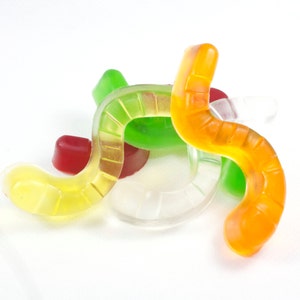 5 Gummy Worm Soaps candy soap, party favor, earthworm, science class, stocking stuffer, birthday party, how to eat fried worms image 1