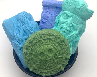 High Seas Adventure Bath Bomb Set - 4 bath bombs - bath fizzy, party favor, carribean, booty, treasure, sailing, ship, travel, gift set