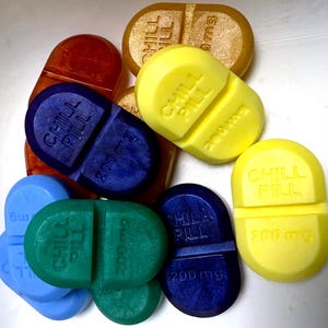 One Dozen Soap Party Favors - chill pills, novelty, gag soap, pharmacy, nurse, doctor, medical, medicine, graduation, baby shower