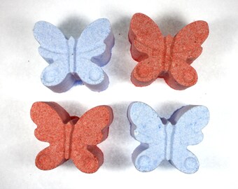 Four Butterfly Bath Bombs - bath fizzy, bath fizzies, bath fizzie, insect, bathroom decor, gift set, summer, spring, party favor, pool party