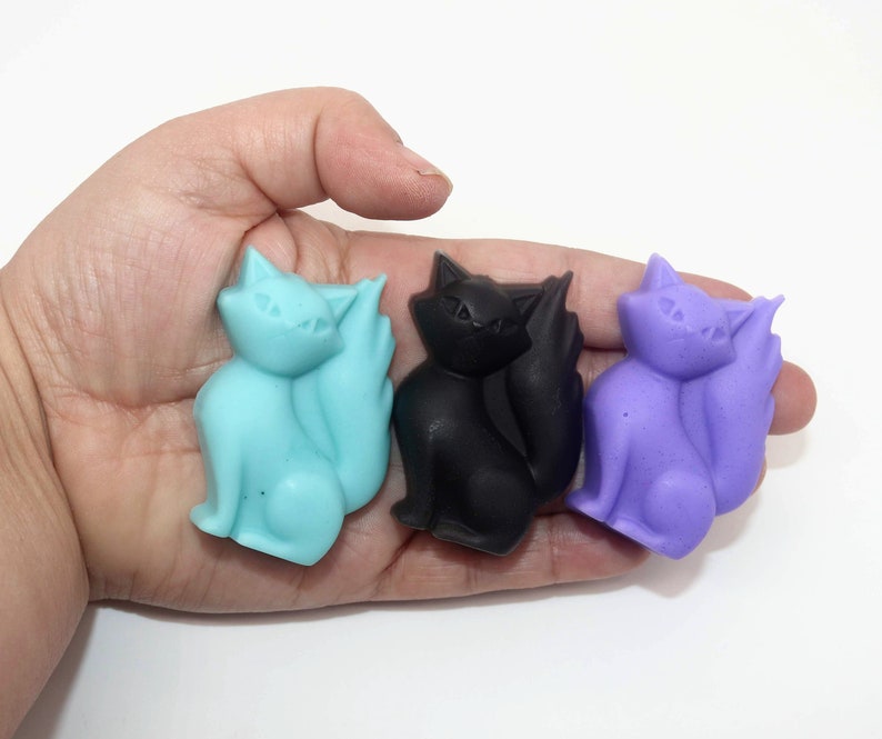 Set of 6 Cross Cat Soaps cat, cat lover, new pet, new cat, party favor, black cat halloween, grumpy, custom soap, mean, judgmental, mean image 7