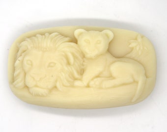 Lion and Child Lotion Bar - solid lotion, all natural, vegetarian, fathers's day, stocking stuffer, party favor, african animals, zoo animal