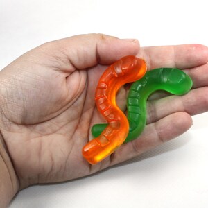 5 Gummy Worm Soaps candy soap, party favor, earthworm, science class, stocking stuffer, birthday party, how to eat fried worms image 4