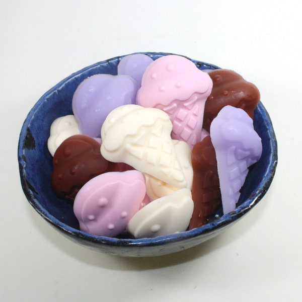 Itty Bitty Ice Cream Committee - 9 Guest Soaps - summer, party favor, ice cream party, ice cream cone, neopolitan, small soaps,