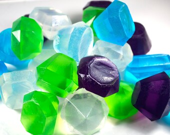 24 Jewel or Gem Soaps - birthstone, diamond, sapphire, emerald, ruby, jewelry, party favor, bling, wedding, baby shower, bridesmaids