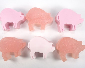 Little Piggy Soaps - set of 6 - pig soaps, bacon, farmer, farming, this little piggy went to market, party favor, animal soap, barnyard