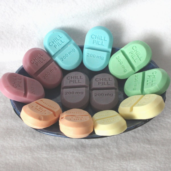 One Dozen Soap Party Favors - chill pills, novelty, gag soap, pharmacy, nurse, doctor, medical, medicine, graduation, baby shower