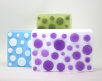 Polka Dot Soap - bubbles, circles, spotted, party favor, bar soap, cute soap, decorator soap, gift soap, soap for guys, soap for men