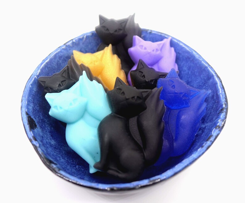 Set of 6 Cross Cat Soaps cat, cat lover, new pet, new cat, party favor, black cat halloween, grumpy, custom soap, mean, judgmental, mean image 6