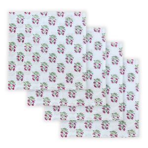 Marmalade Floral Cotton Napkin Set – Hand Block Print Reusable Table Linens for Dining Table, Wedding, Dinner Party, Kitchen & Home Décor