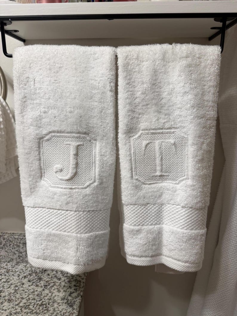 Monogrammed Turkish Cotton Hand Towel; S, white thread
