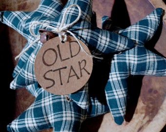 Primitive Hunter Green Homespun Star Ornies Bowl Fillers  Set Of 4