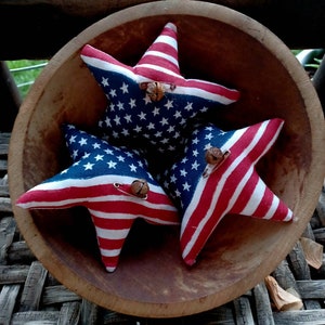 Country Farm Fabric Stars And Stripes Set Of 3