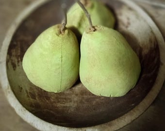 Primitive Faux Bartlet Pear Ornies Set Of 3