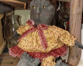Muñeca negra primitiva extrema hecha con tela de reproducción de Osanburg y de la Guerra Civil.