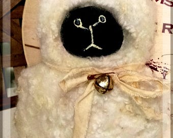 Primitive Folk Art Sheep Doll Ornie