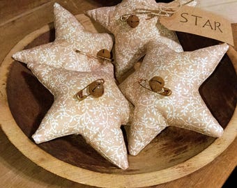 Primitive Chaki Reproduction Fabric With Rusty Bells  Set Of 4