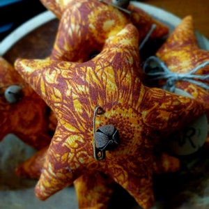 Primitive Fall Sunflower Print Stars Set Of 3