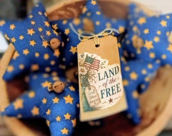 Country  Primitive Farm style Fabric Stars Bowl Filler Set Of 4 Tags May Vary