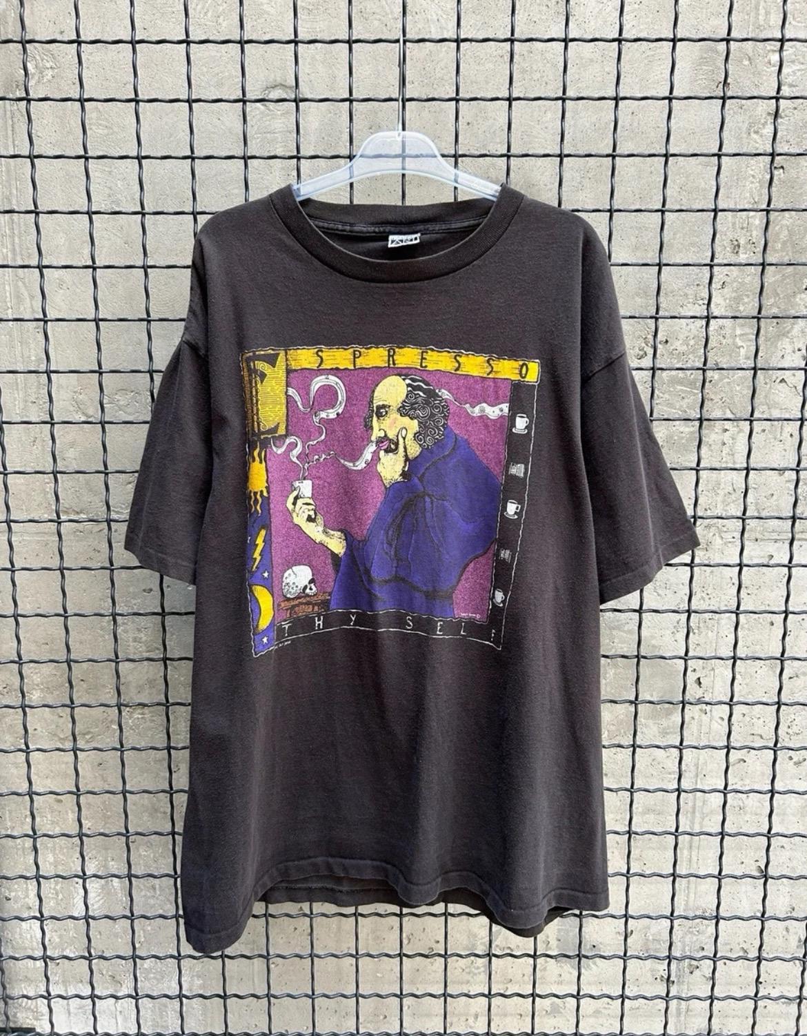 Vintage 90s Espresso Thy Self Fabric Art Coffee T-shirt Size XL - Etsy