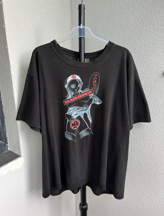 Vintage 2000s Rammstein Anime Nurse Hook Ups Rock Band T-shirt