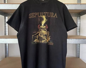 セパルトゥラ ツアー T シャツ、黒の T シャツ、ヴィンテージ レア