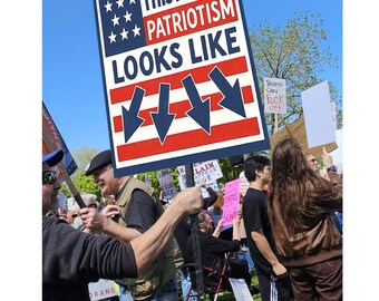 Patriotism Protest Sign: July 4th American Flag Art (Digital Download, PDF