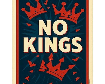 Printable Protest Poster Sign – NO KINGS – Instant Download Political Wall Art Retro