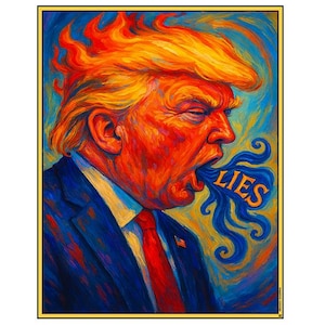 Cartello di protesta stampabile "Trump mente", satira politica, download immediato, decorazione da parete