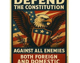 Printable Protest Sign DEFEND THE CONSTITUTION Political instant Digital Download, Patriotic Resistance Art, American Eagle