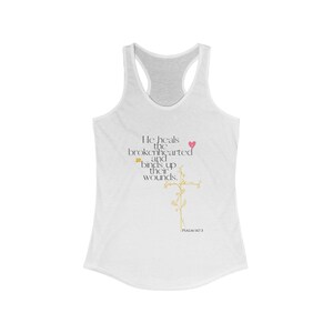 Heartfelt Inspiration Tank Top, Tank Top for Women, Motivational Women&#39;s Tank Top, Workout Top, Gift for Her, Psalm 147:3, Summer Wear