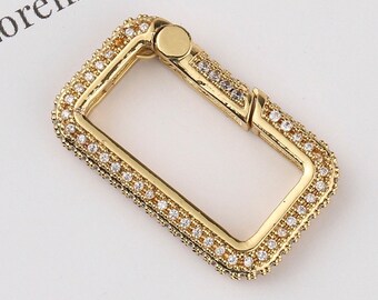 Jewelry Making Accessories CZ Micro Pave Rectangular Clasp Carabiner