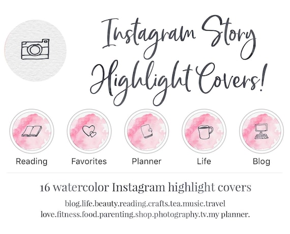 Instagram Story Highlight Cover Set Of 16 Pink Watercolor Etsy