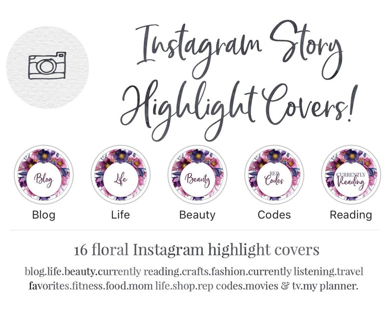 Instagram Story Highlight Cover Set of 16 Floral Purple - Etsy