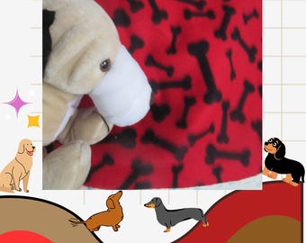 Almohada para perros; base impermeable, ortopédica, parte superior de forro polar rojo, tamaño: 38 x 58 cm o más pequeña.