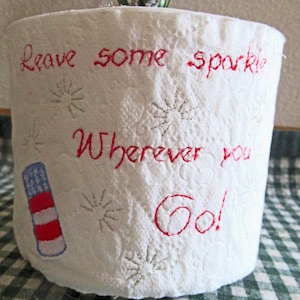 Toilet paper roll, Happy 4th of July, Gift wrapped with red, white, blue flowers, Ready to gift away, Use as room decoration, Party gift,