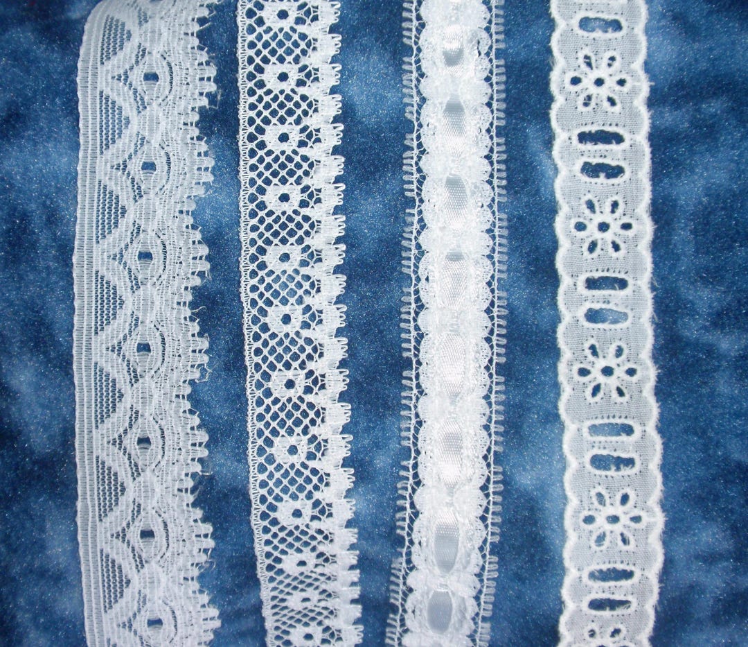 White Lace, Different Designs and Different Lengths, About 1" Wide ...
