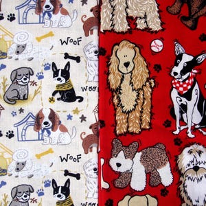 Dog Print Fabric Remnants, Cotton Blend (2 square Yards)