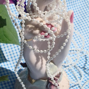 Pearl string garland, Attached pearls to a string, several sizes and lengths, Iridescent fixed beads, Short string sizes for smaller crafts